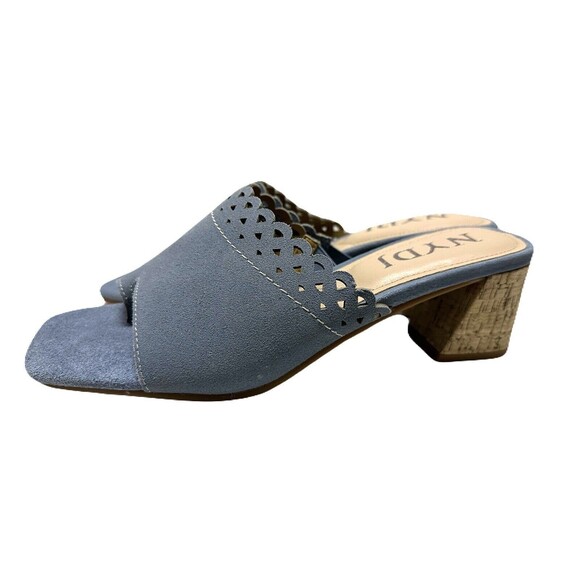 NEW NYDJ Womens Size 10 Alanah Blue Scalloped Suede Slide Sandal *Box w/out Lid* - Picture 6 of 9